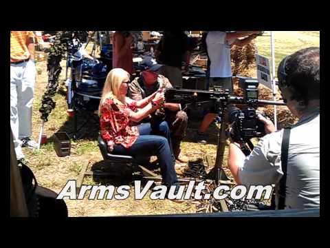 Girl Shooting Browning 50 Caliber Machine Gun