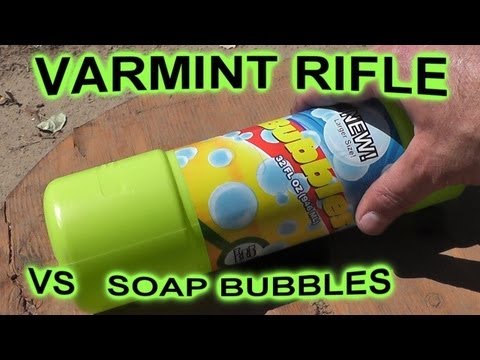 22-250 Varmint Rifle vs Soap Bubbles