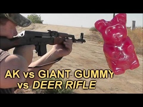 Giant Gummy Bear vs AK and Deer Rifle