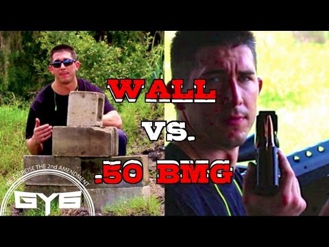 Serbu 50 BMG Rifle vs Cinder Block Wall