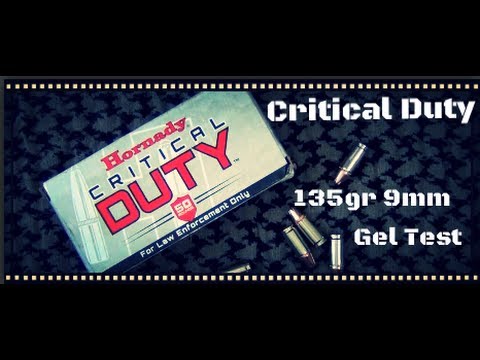 Hornady Critical Duty 135gr 9mm Ballistic Gel Test