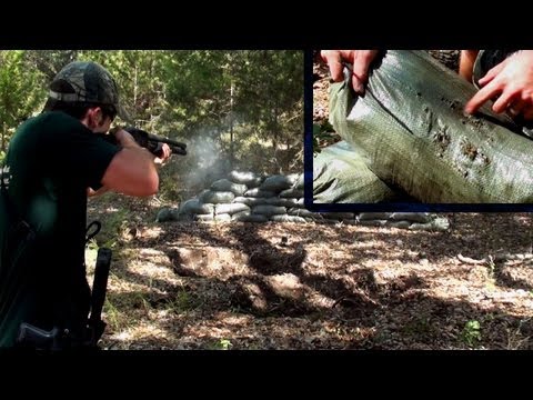 Sandbag Penetration Test - 9mm, .223, 12g Slug & 00 Buck