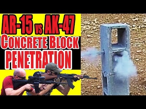 AR-15 vs AK-47 Concrete Block Penetration Test