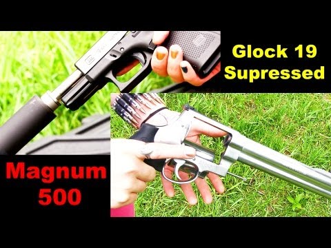 Suppressed Glock 19 and S&W 500 Magnum