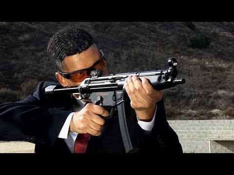 President Obama Shooting an MP5 Submachine Gun